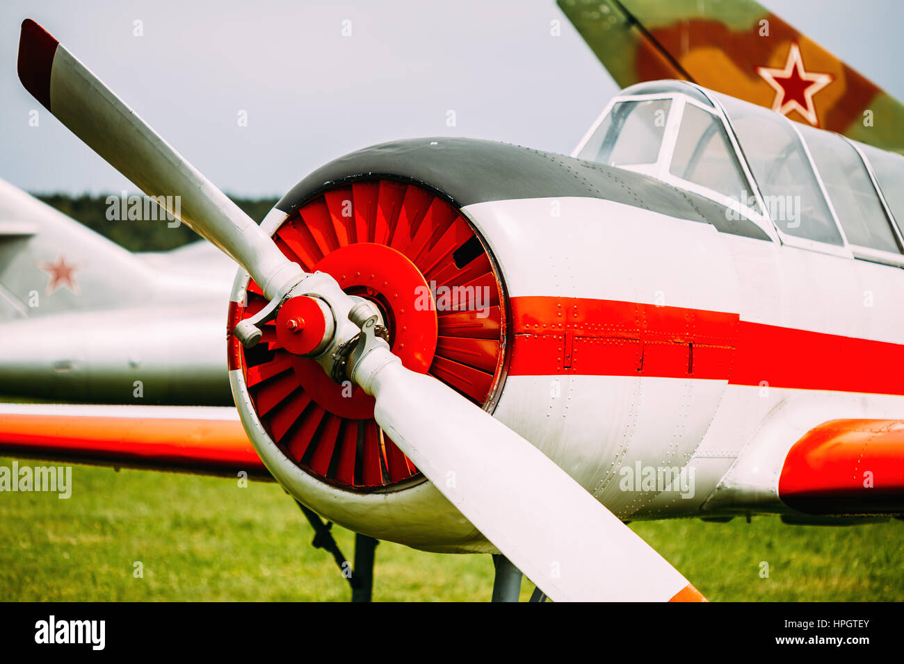 Il vecchio piano sovietica aeromobile di addestramento aereo Close Up Foto Stock