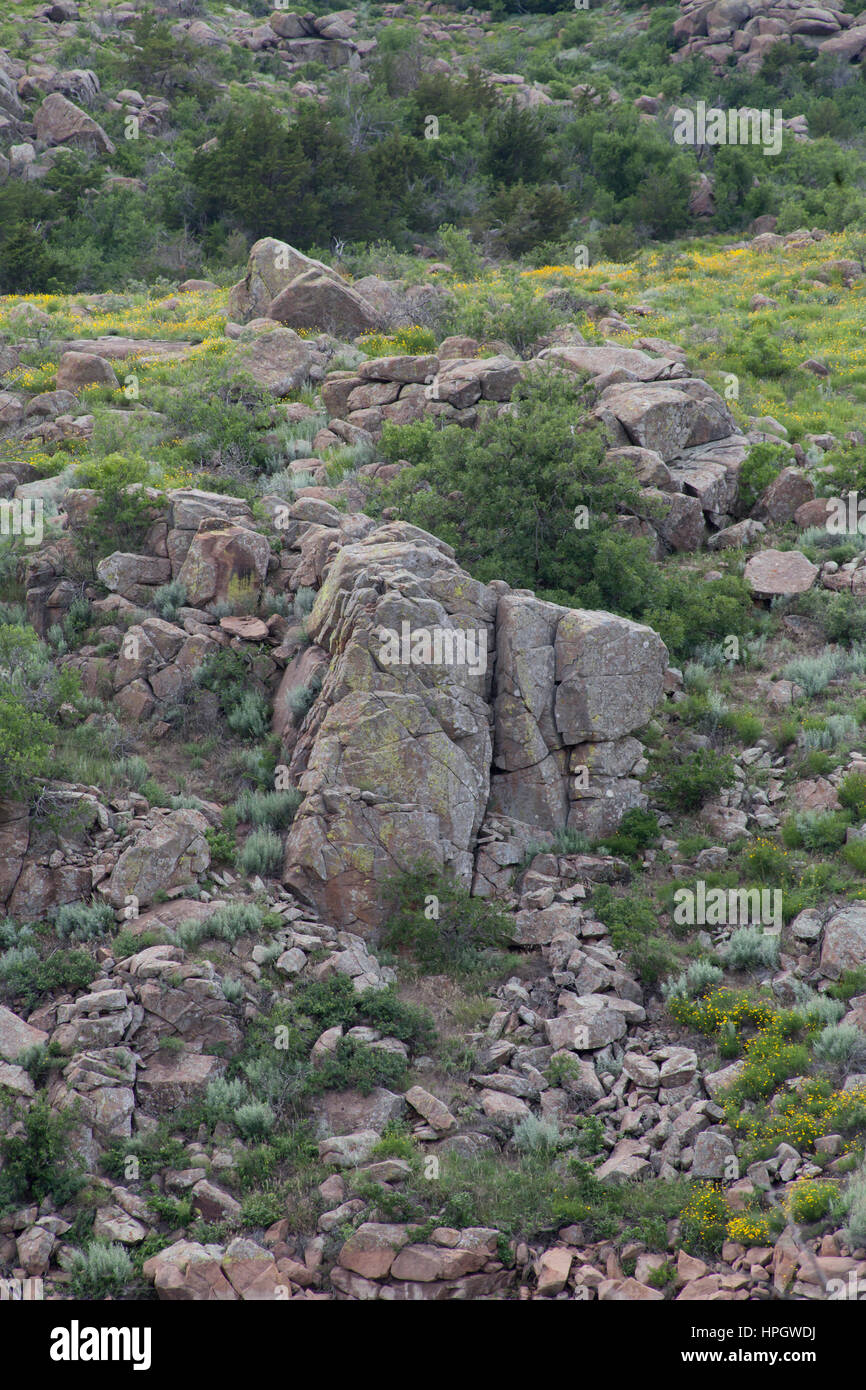 Close up di affioramento roccioso su una montagna Foto Stock