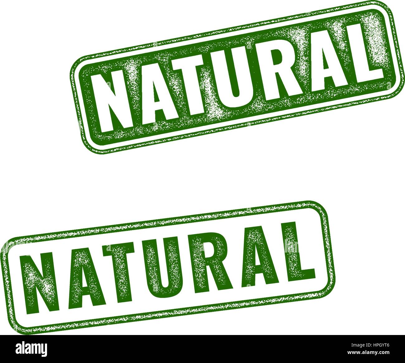 Set di green realistiche naturali Vector grunge timbro di gomma isolati su sfondo bianco. Illustrazione Vettoriale