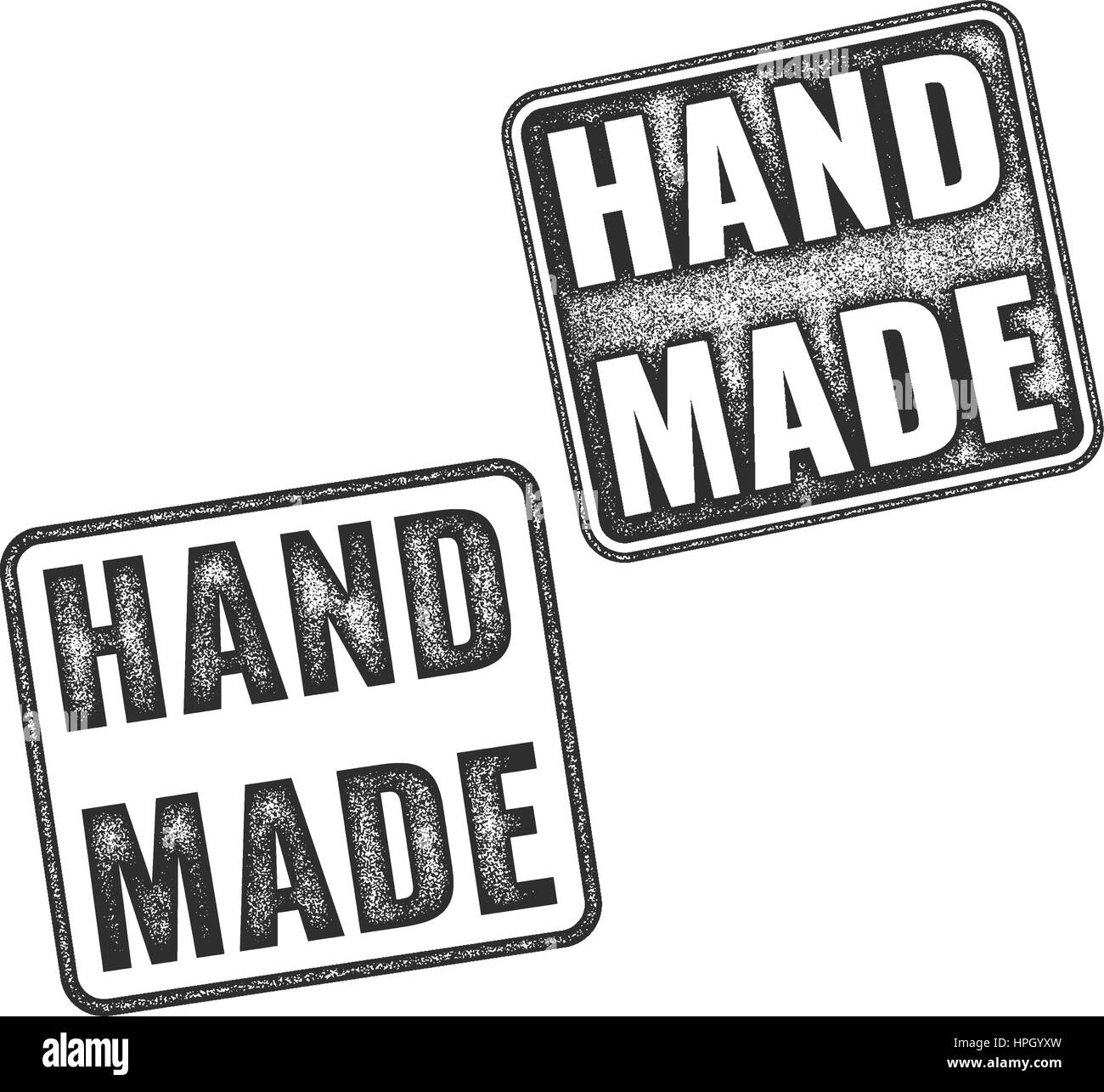 Due realistico fatti a mano Vector grunge timbri in gomma isolati su sfondo bianco Illustrazione Vettoriale