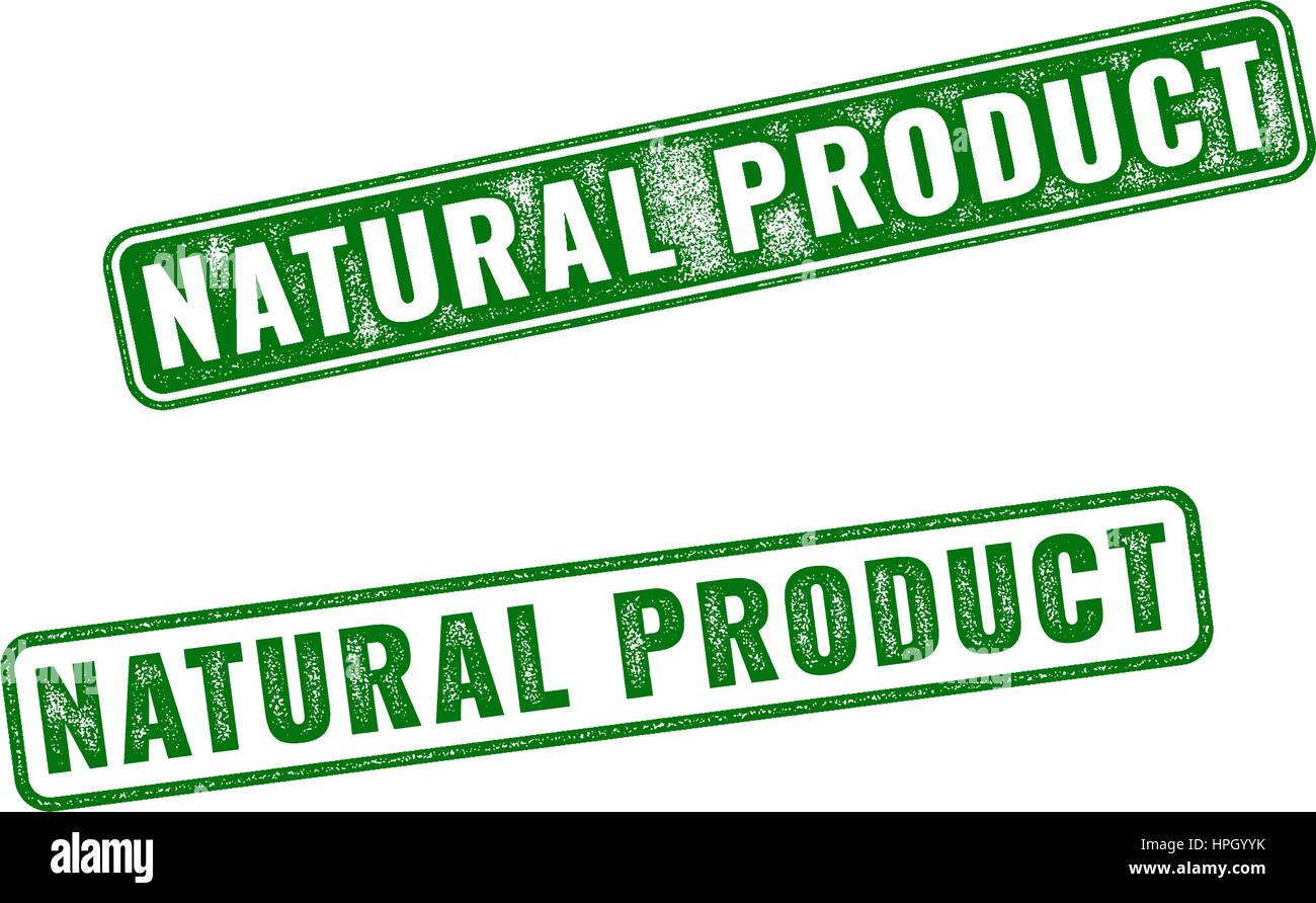 Set di verde vettore realistica del prodotto naturale grunge timbro di gomma isolati su sfondo bianco. Illustrazione Vettoriale