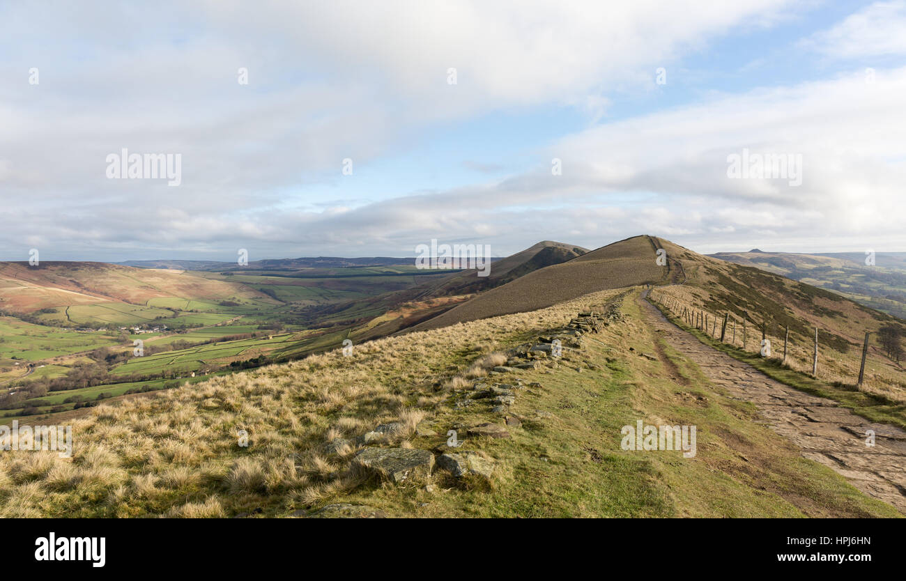 Torna Tor e vincere Hill, Edale, Peak District Foto Stock