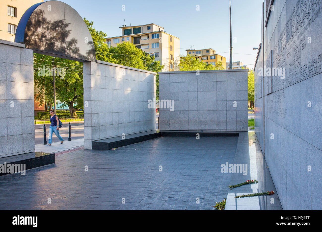Monumento Umschlagplatz, dove gli ebrei erano raccolti per la deportazione dal Ghetto di Varsavia a Treblinka sterminio camp, nel ghetto di Varsavia, guerra Foto Stock