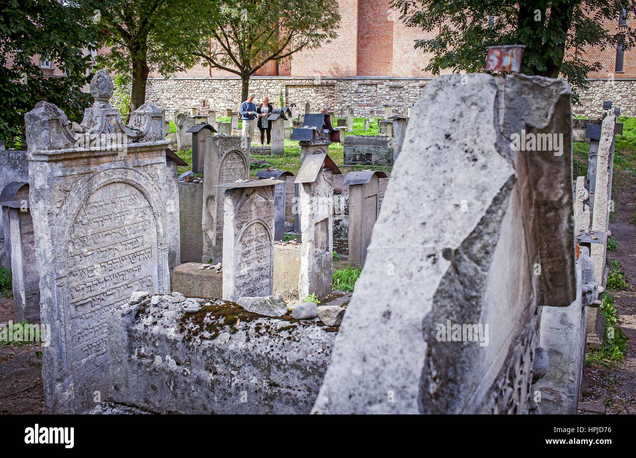 Il Cimitero Remuh Cracovia, in Polonia, è un cimitero ebraico stabilito nel 1535. Si trova accanto alla Sinagoga Remuh.nel quartiere Kazimierz. Foto Stock