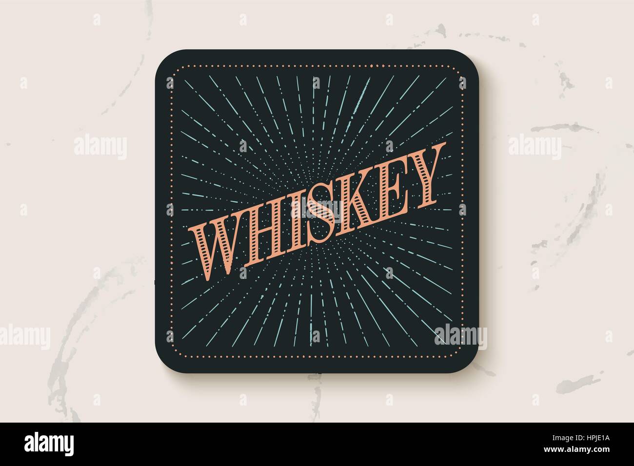 Bevanda coaster per il vetro con iscrizione Whiskey Illustrazione Vettoriale