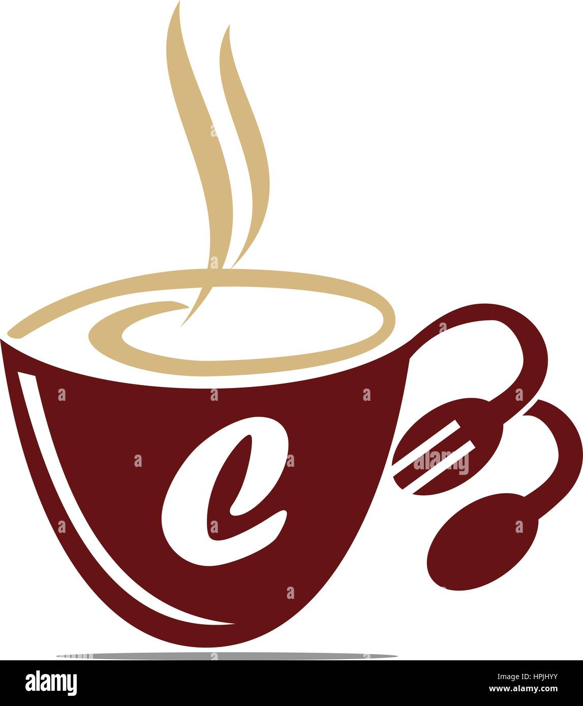 Tazza di caffè ristorante Lettera C Illustrazione Vettoriale