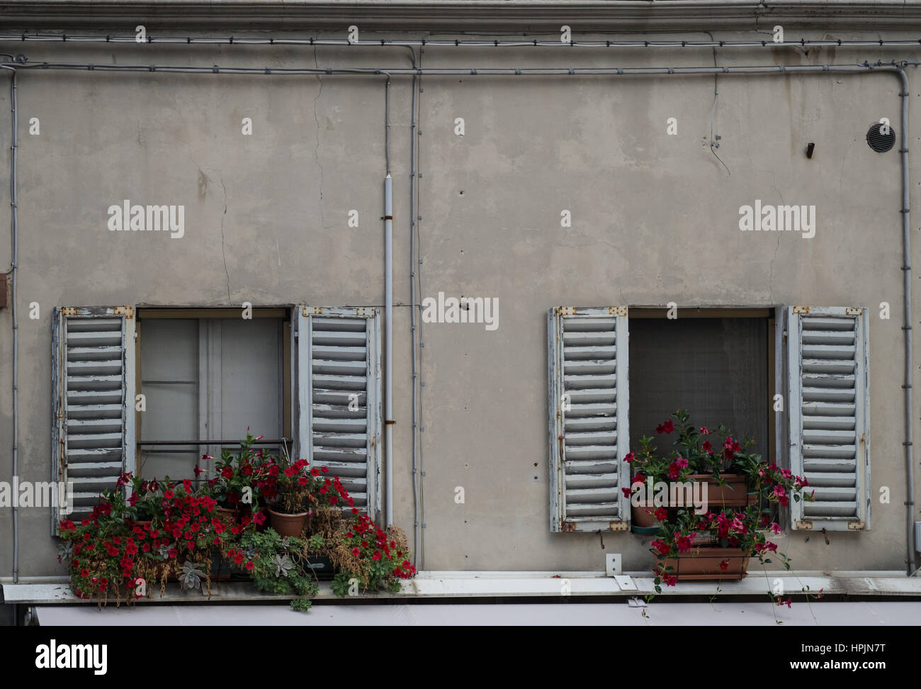 Italiano windows in Urbino in Italia Foto Stock