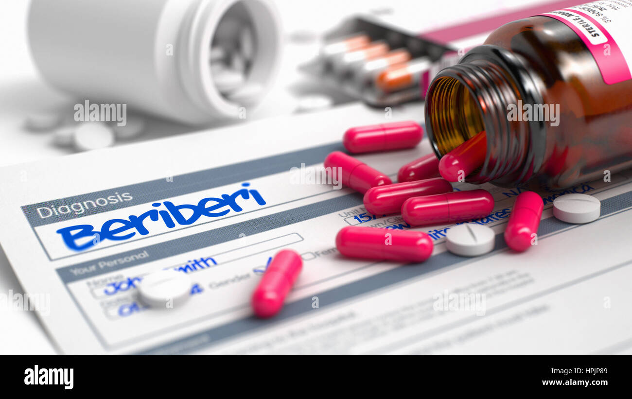 Beriberi - Formulazione nella storia della medicina. 3D. Foto Stock