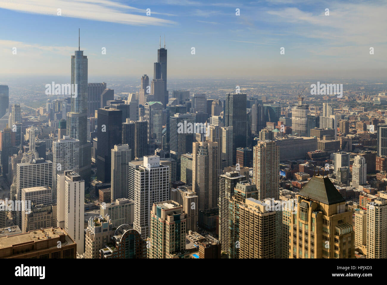 Skyline, grattacielo, vista da John Hancock Center, Chicago, Illinois, Stati Uniti d'America Foto Stock