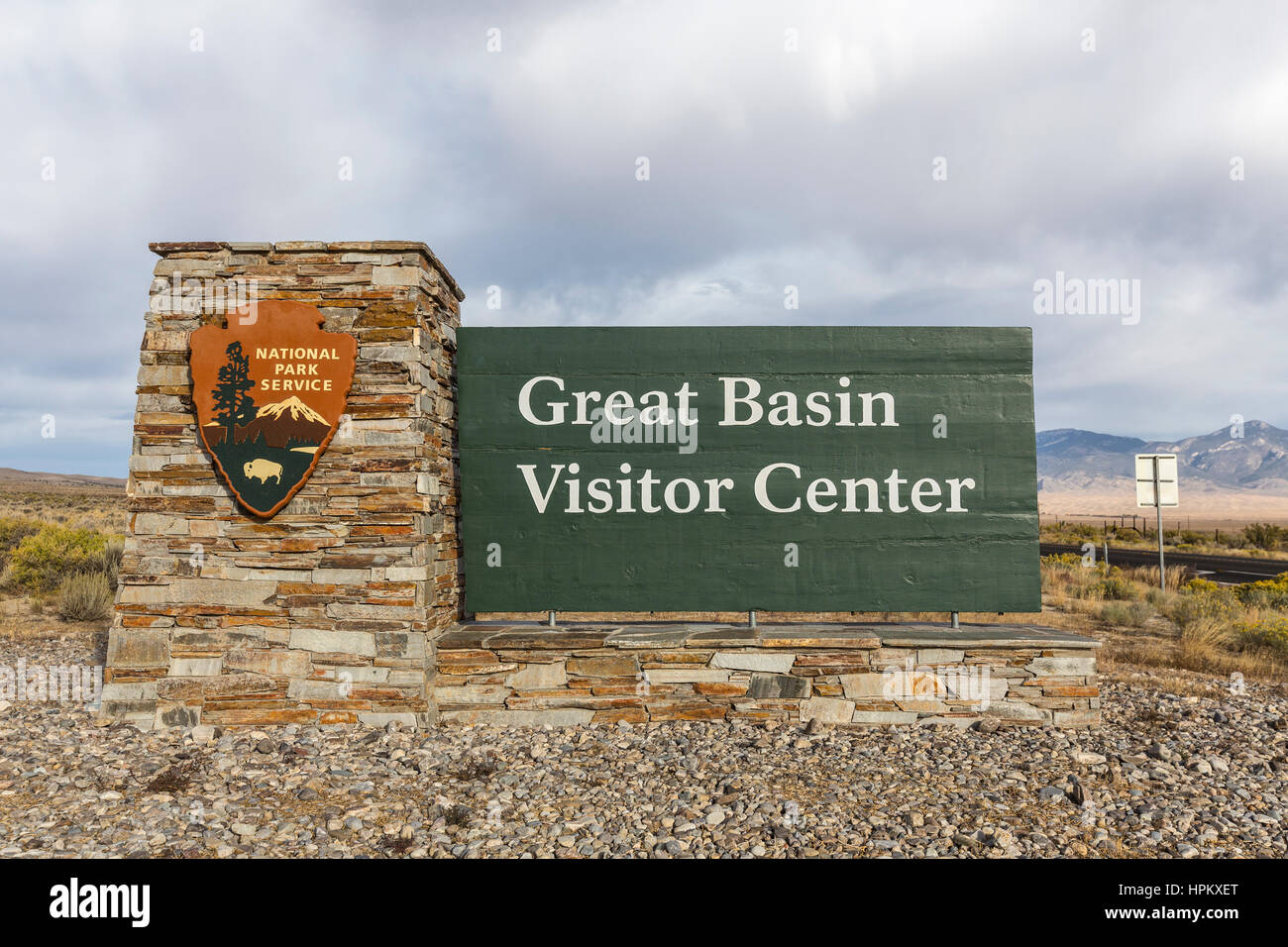 Parco nazionale Great Basin, Nevada, Stati Uniti d'America - 14 Ottobre 2016: Centro visitatori benvenuti accesso al Parco nazionale Great Basin nella parte orientale del Nevada. Foto Stock