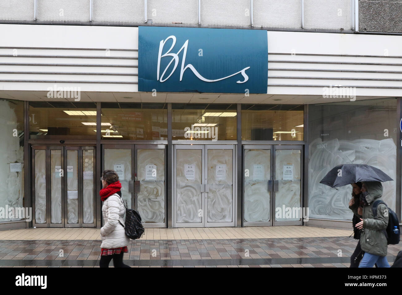 Fomer British Home negozi (BHS) locali nel centro di Belfast, Irlanda del Nord. Foto Stock