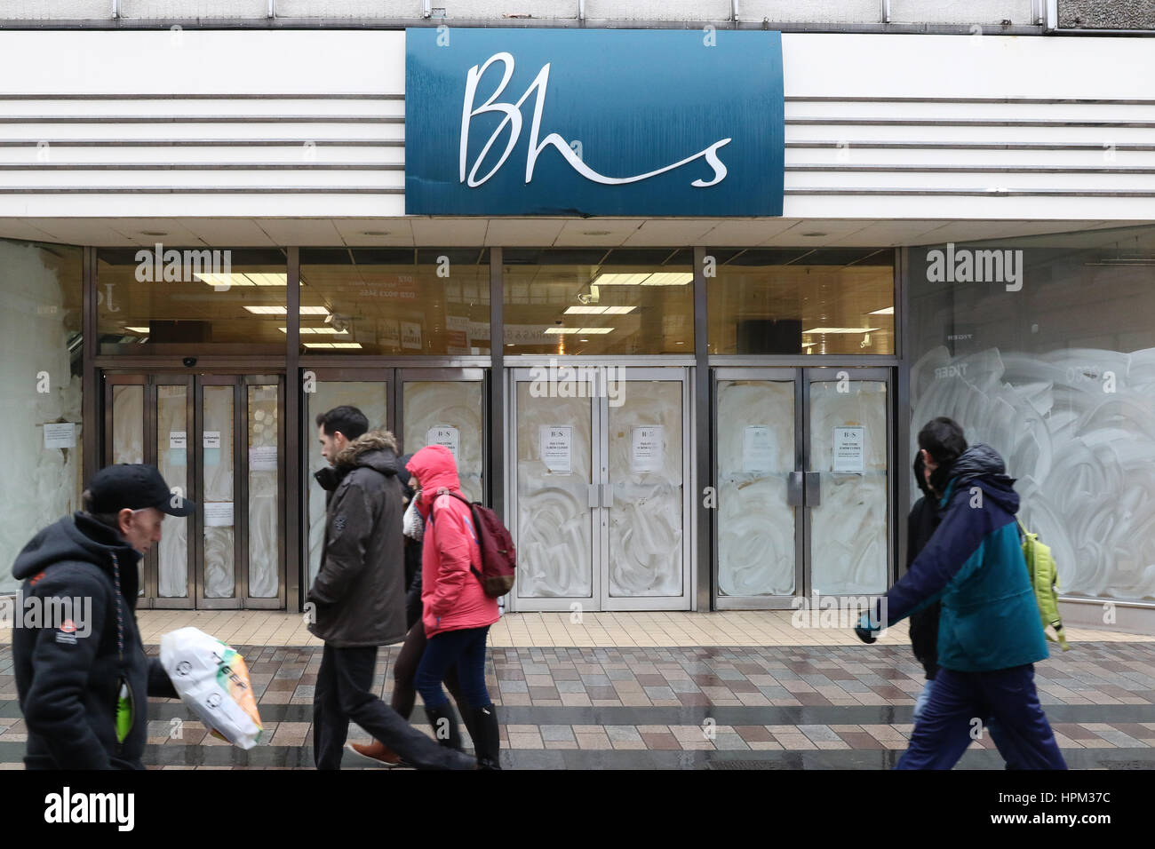 Fomer British Home negozi (BHS) locali nel centro di Belfast, Irlanda del Nord. Foto Stock