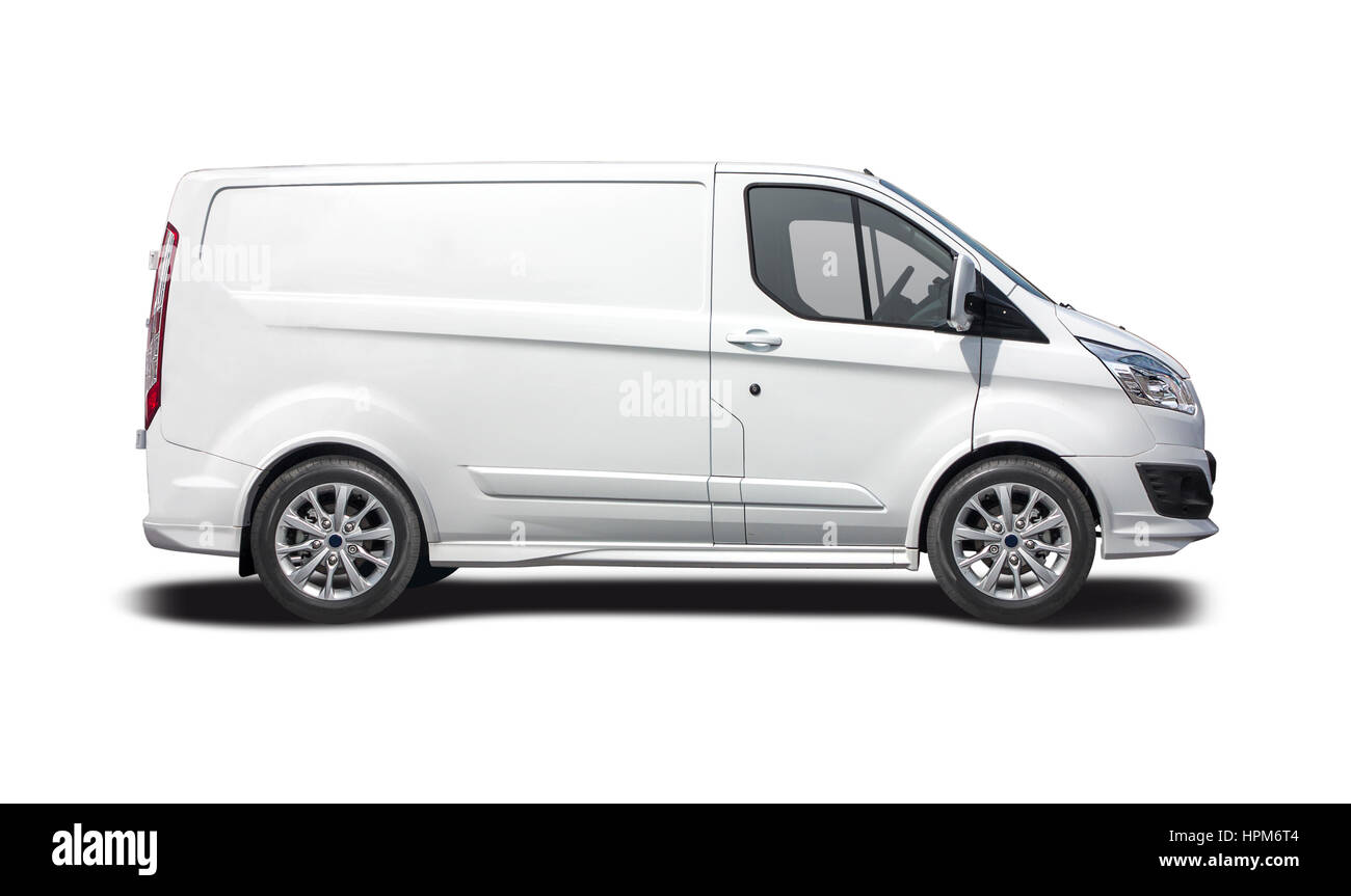 White van vista laterale pronto per il branding Foto Stock