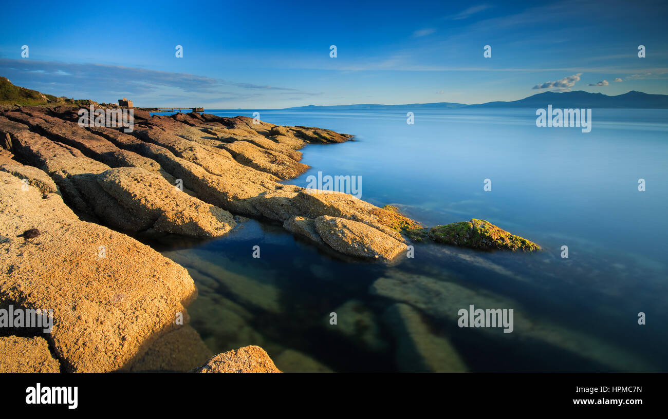 Portencross tramonto, Scozia Foto Stock