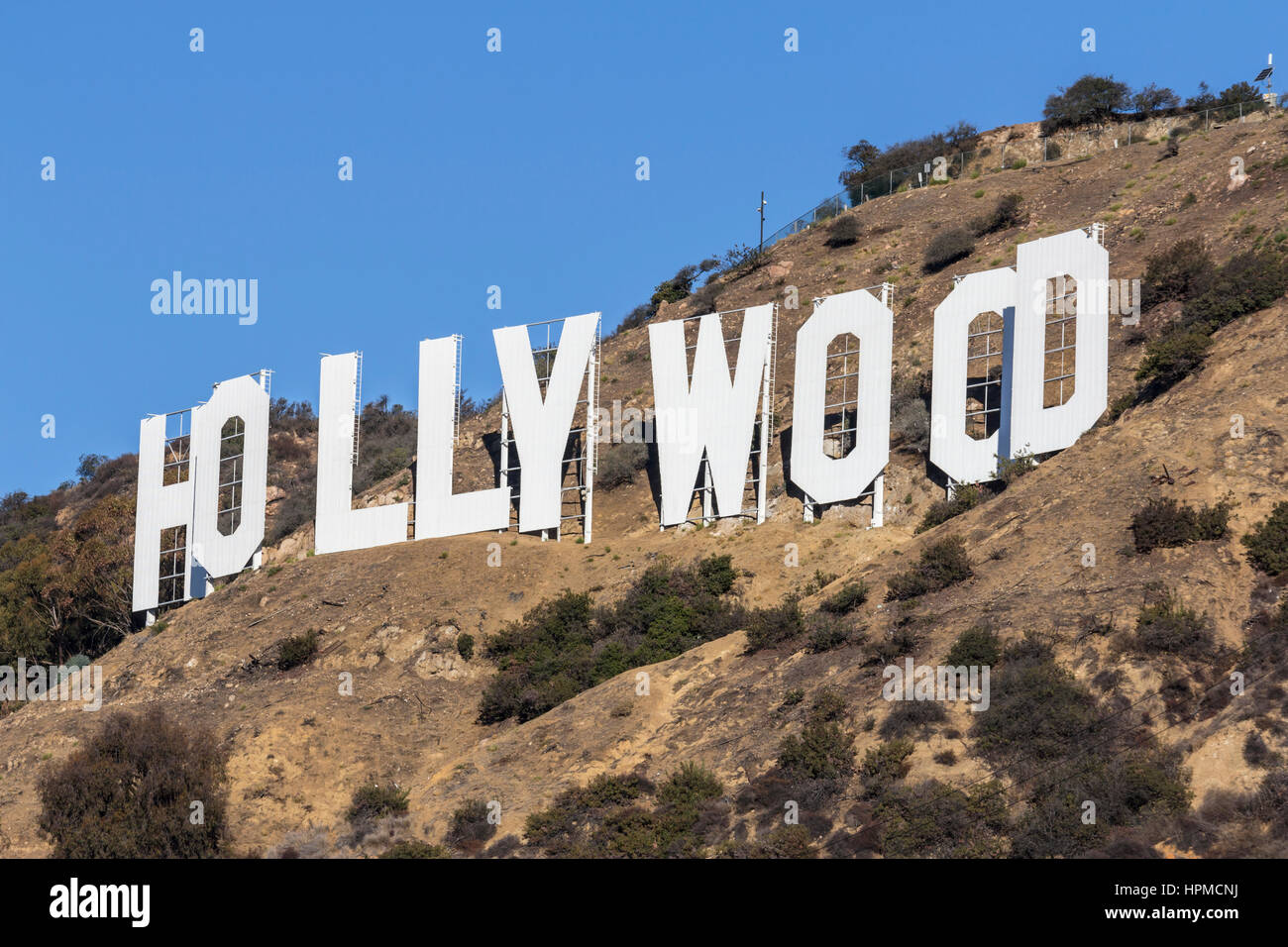 Vista editoriale del famoso in tutto il mondo segno di Hollywood a Los Angeles, California. Foto Stock