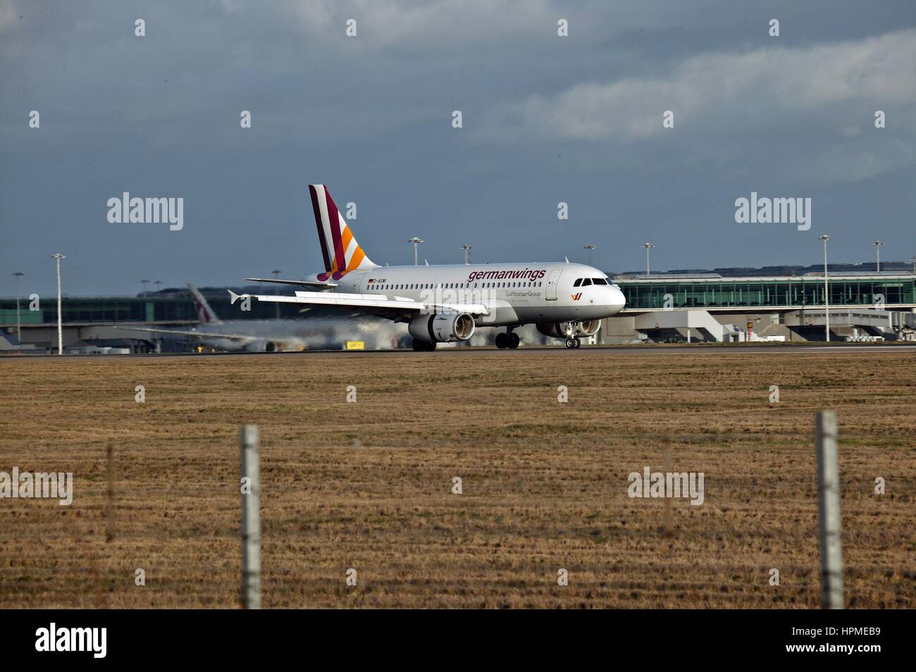 German Wings aerei di atterraggio all'Aeroporto di Stansted, Essex Foto Stock