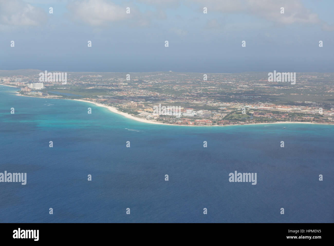 Vista Aeriel di Aruba isola Foto Stock