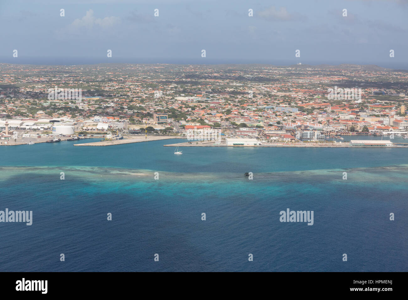 Vista Aeriel di Aruba isola Foto Stock
