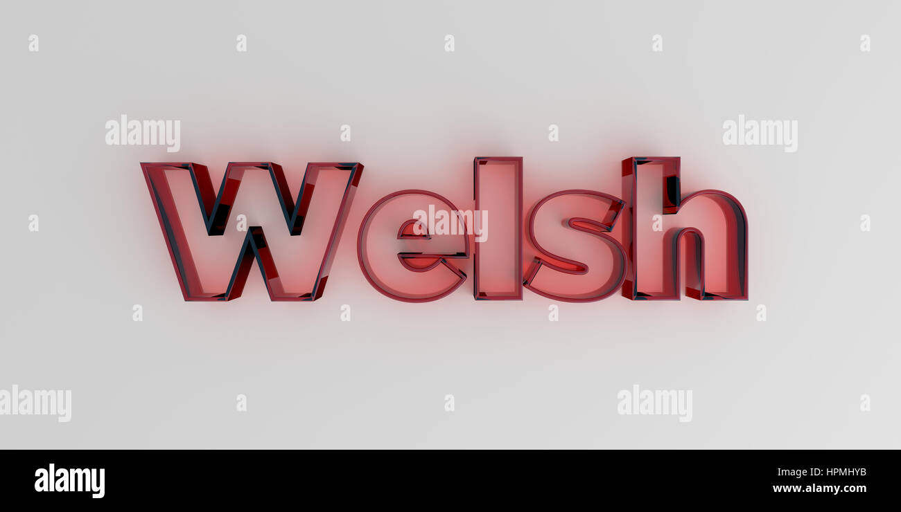 Gallese - vetro rosso il testo su sfondo bianco - 3D reso Royalty free stock foto. Foto Stock