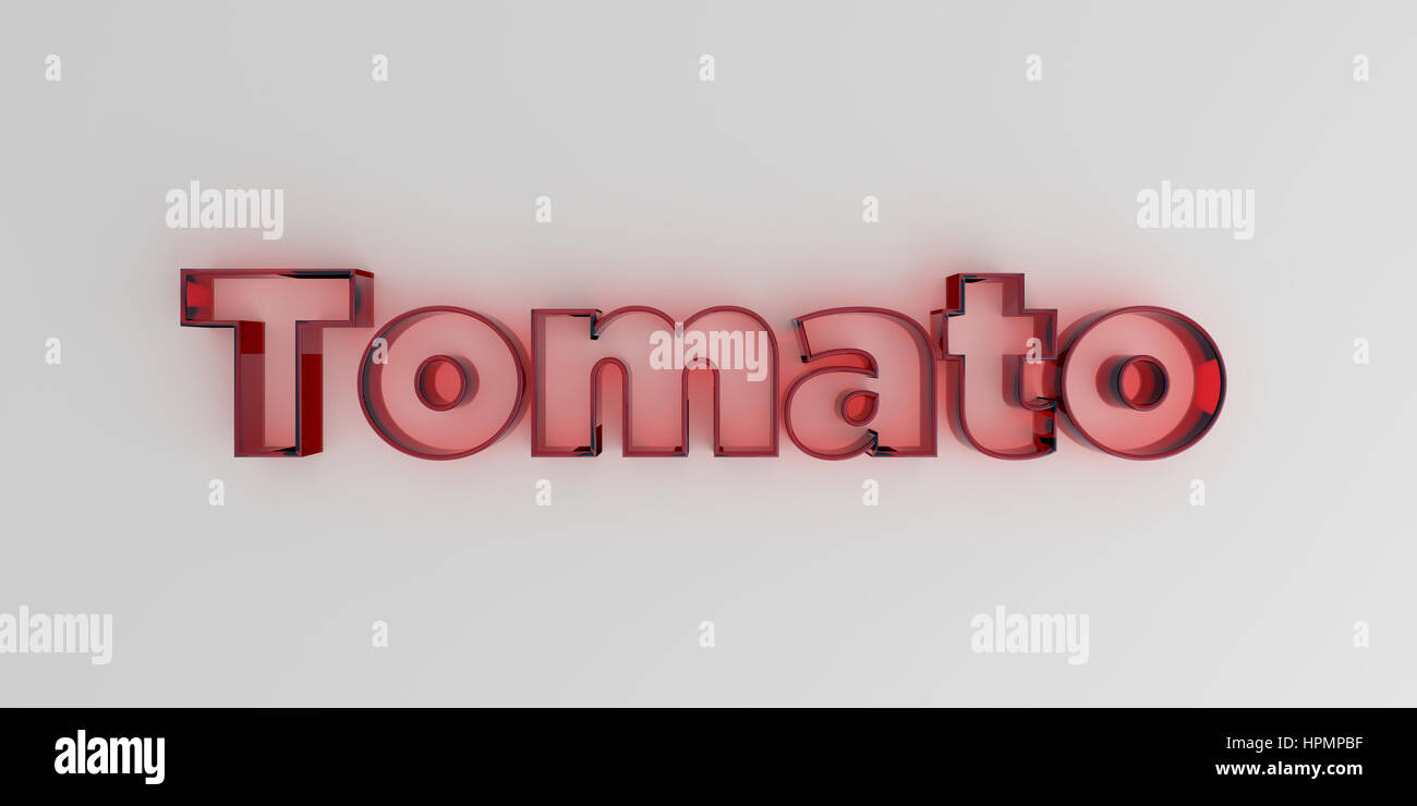 Pomodoro - vetro rosso il testo su sfondo bianco - 3D reso Royalty free stock foto. Foto Stock