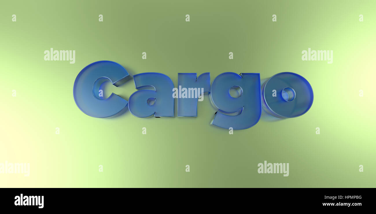 Cargo - Vetro colorato testo su sfondo vibrante - 3D reso Royalty free stock foto. Foto Stock