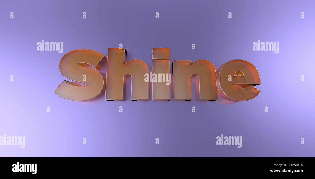 Shine - Vetro colorato testo su sfondo vibrante - 3D reso Royalty free stock foto. Foto Stock