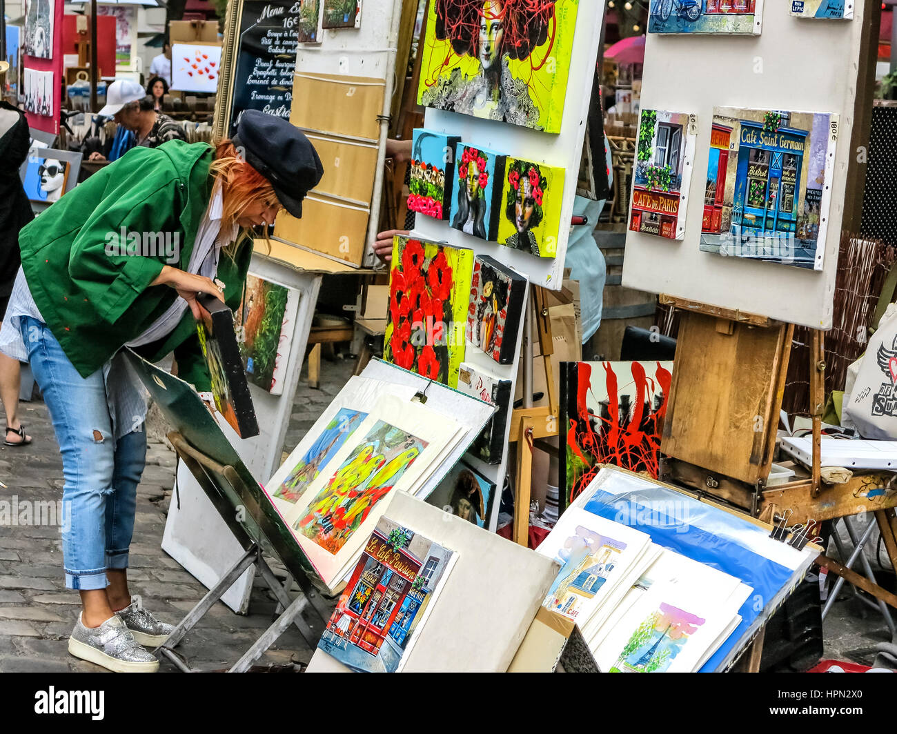 Montmartre Street Pittori, Place du Tertre a Parigi Foto Stock