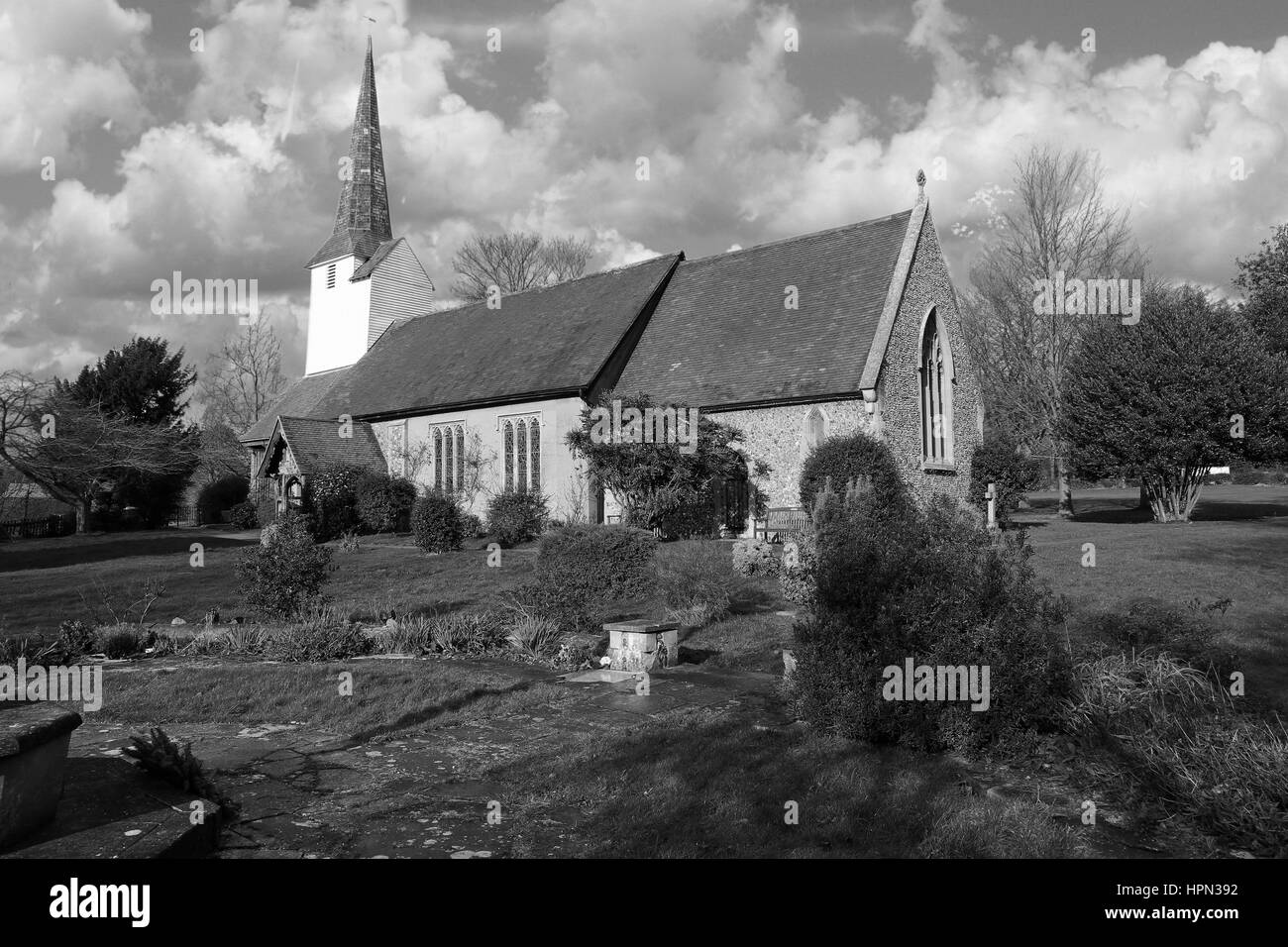 La chiesa edificio con la guglia REGNO UNITO Foto Stock