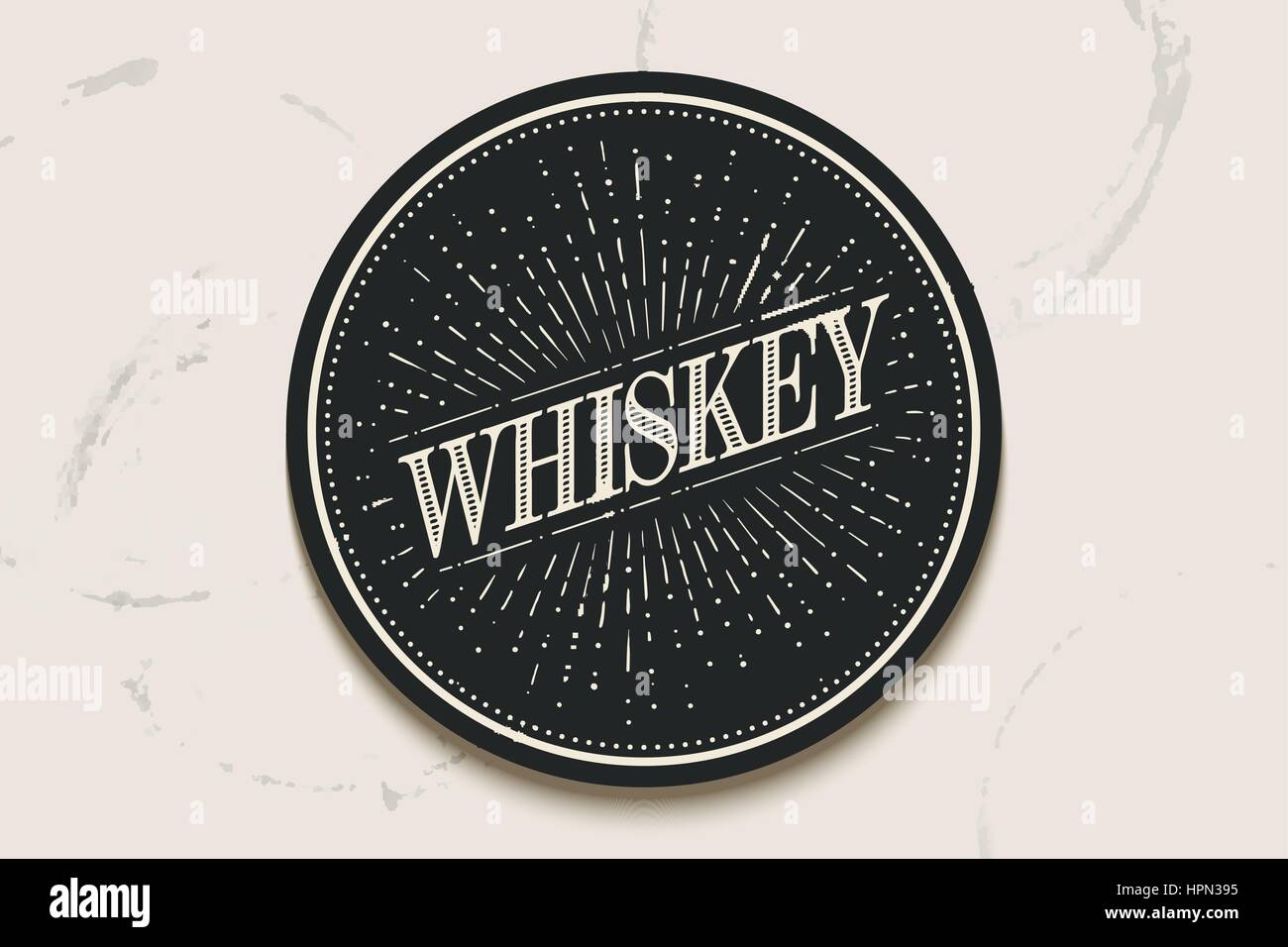 Bevanda coaster per il vetro con iscrizione Whiskey Illustrazione Vettoriale