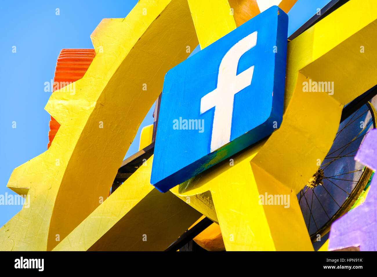 Icona di Facebook pulsante di marcia Foto Stock