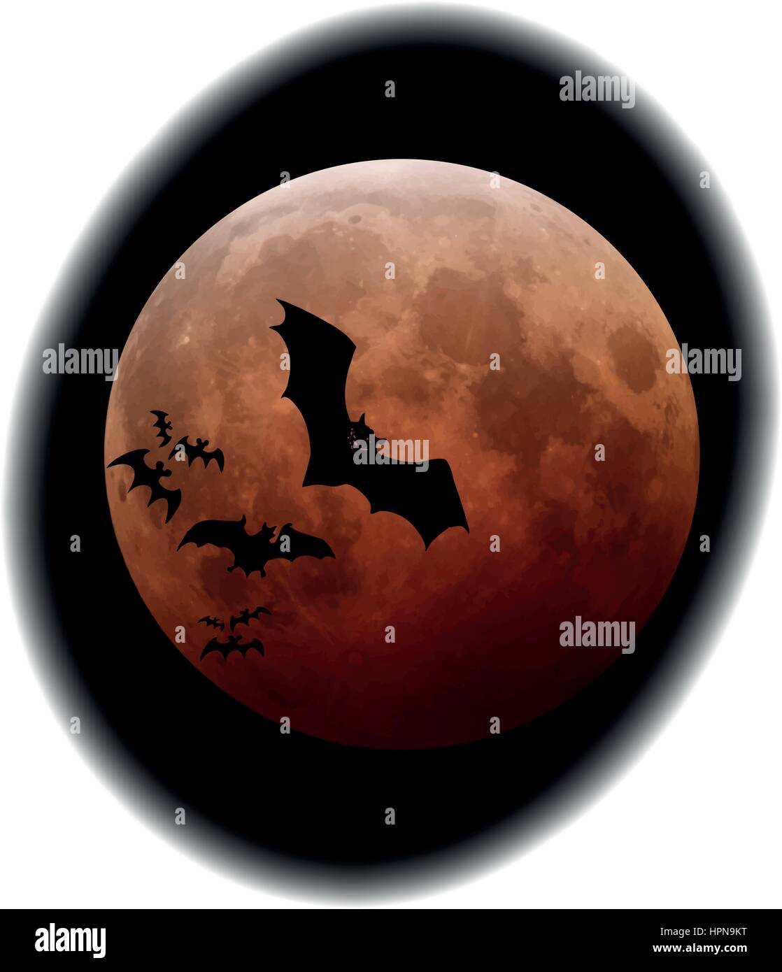Luna con pipistrelli Illustrazione Vettoriale
