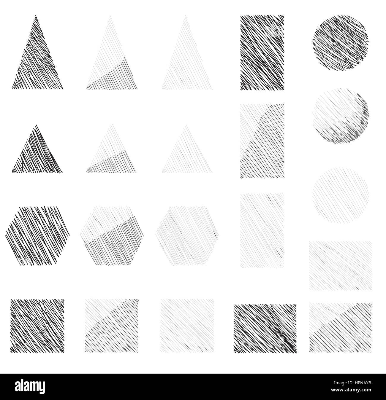 La forma geometrica dei segni. disegnati a mano doodle schiume set. figura geometrica collection Illustrazione Vettoriale