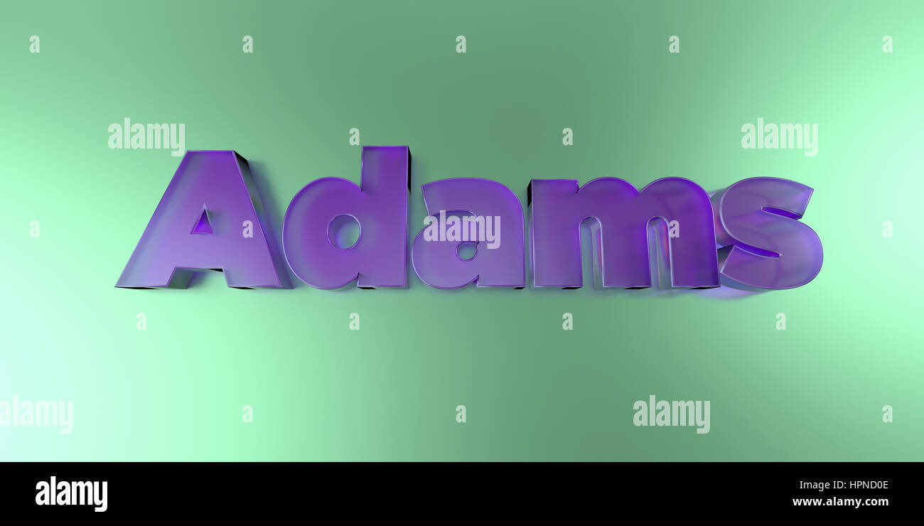 Adams - Vetro colorato testo su sfondo vibrante - 3D reso Royalty free stock foto. Foto Stock