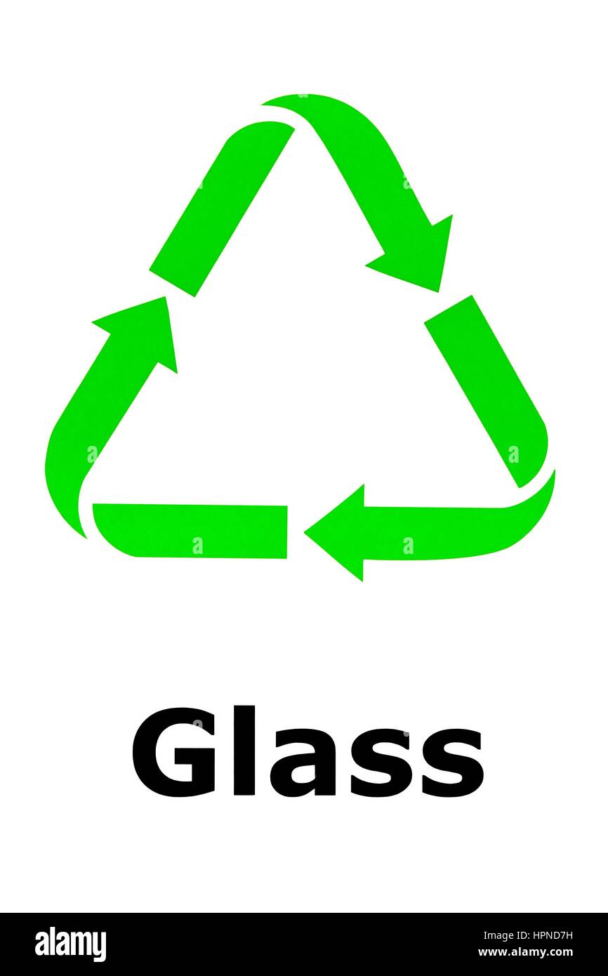 Riciclare il segno - in vetro per la conservazione ambientale Foto Stock