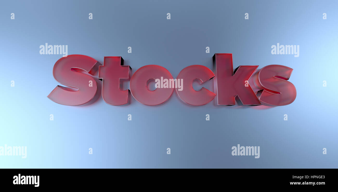 Stock - Vetro colorato testo su sfondo vibrante - 3D reso Royalty free stock foto. Foto Stock