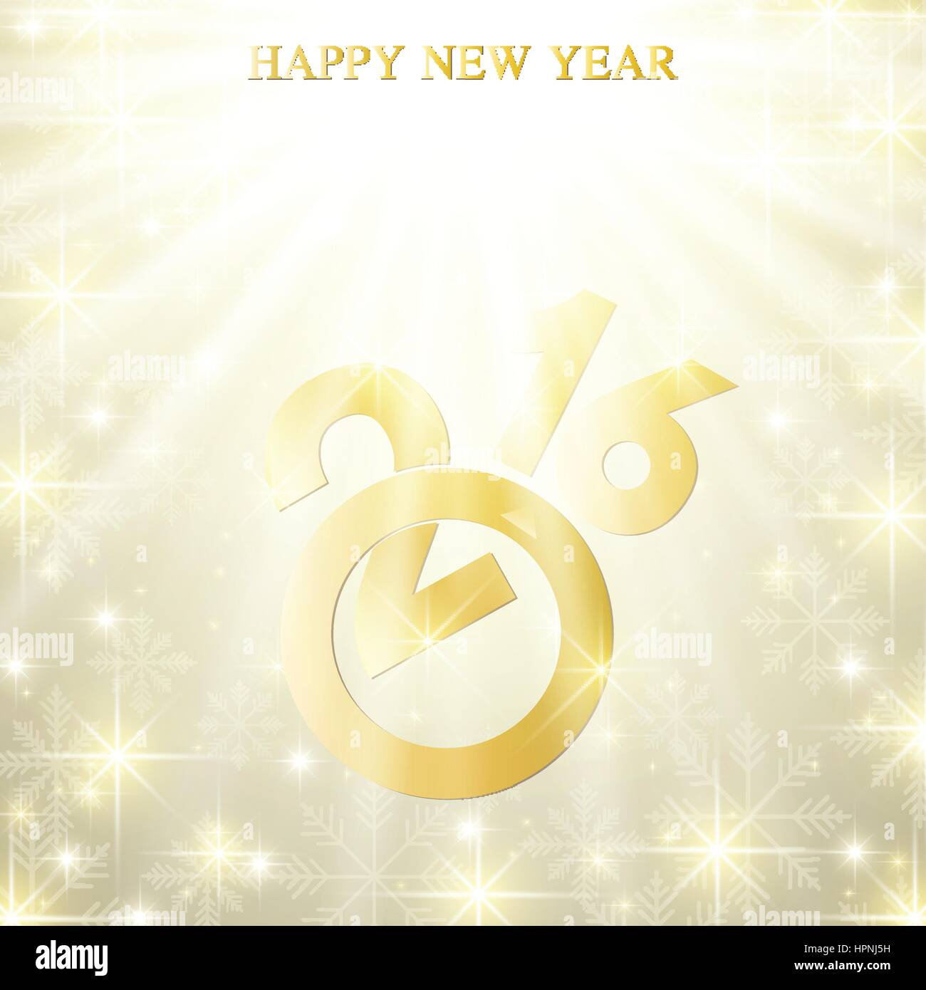 Progettazione di testo Felice Anno Nuovo 2016 con golden i fiocchi di neve. Illustrazione Vettoriale Illustrazione Vettoriale