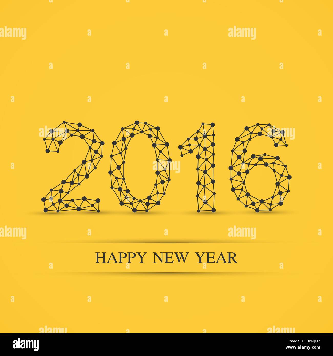 Progettazione di testo felice anno nuovo 2016 . Sfondo giallo Illustrazione Vettoriale