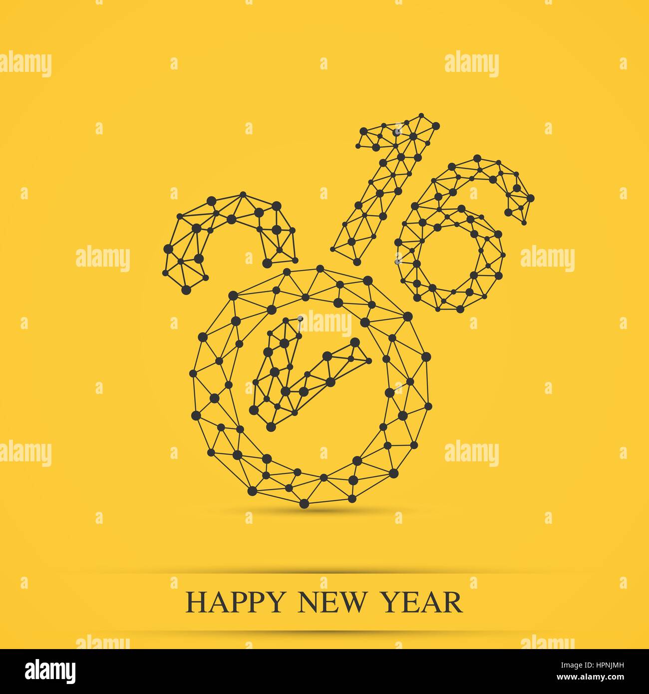 Progettazione di testo felice anno nuovo 2016 . Sfondo giallo Illustrazione Vettoriale