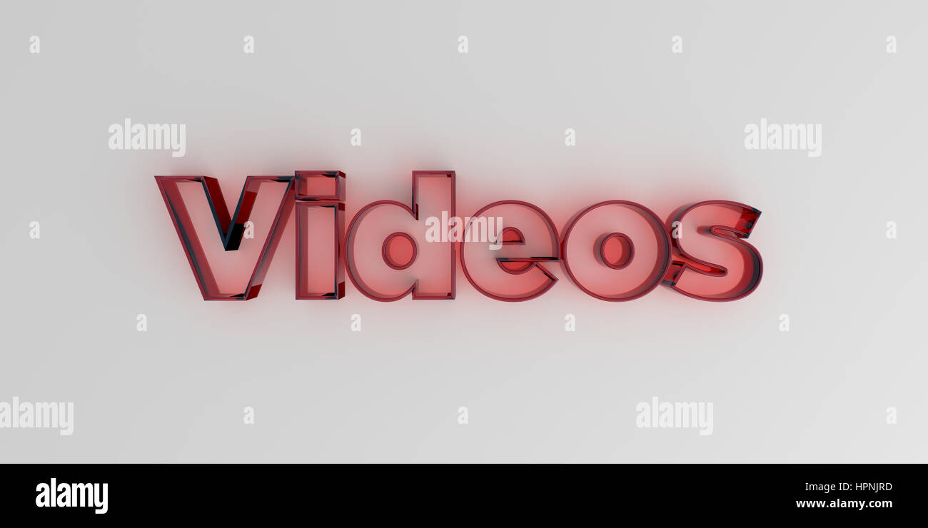 Video - vetro rosso il testo su sfondo bianco - 3D reso Royalty free stock foto. Foto Stock