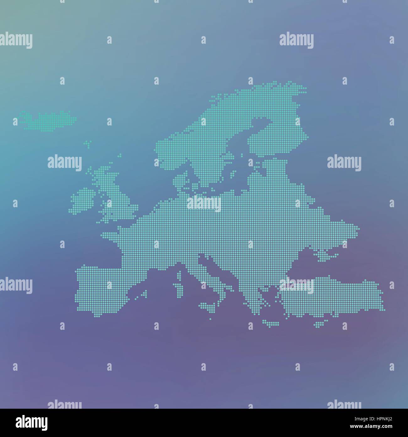 Europa mappa tratteggiata su sfondo blu, illustrazione vettoriale Illustrazione Vettoriale