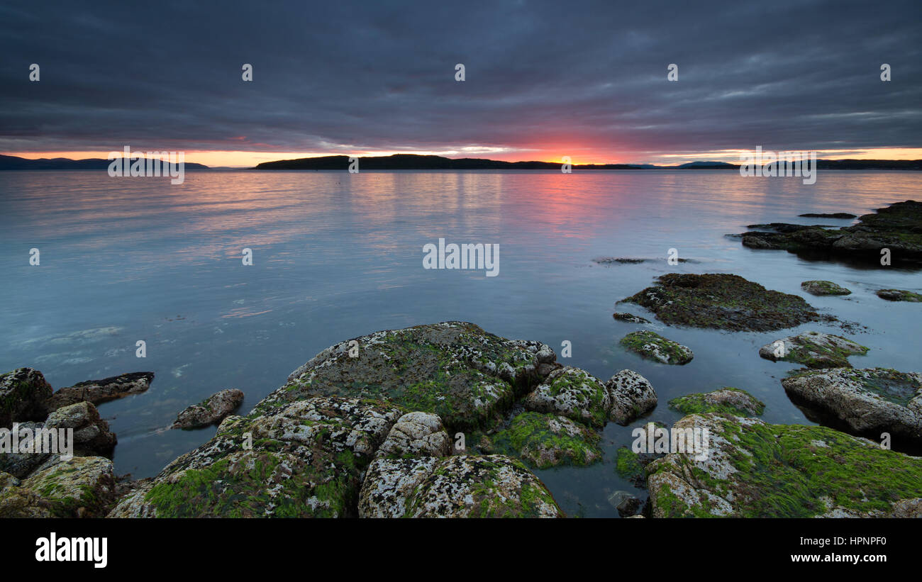 Portencross tramonto, Scozia Foto Stock