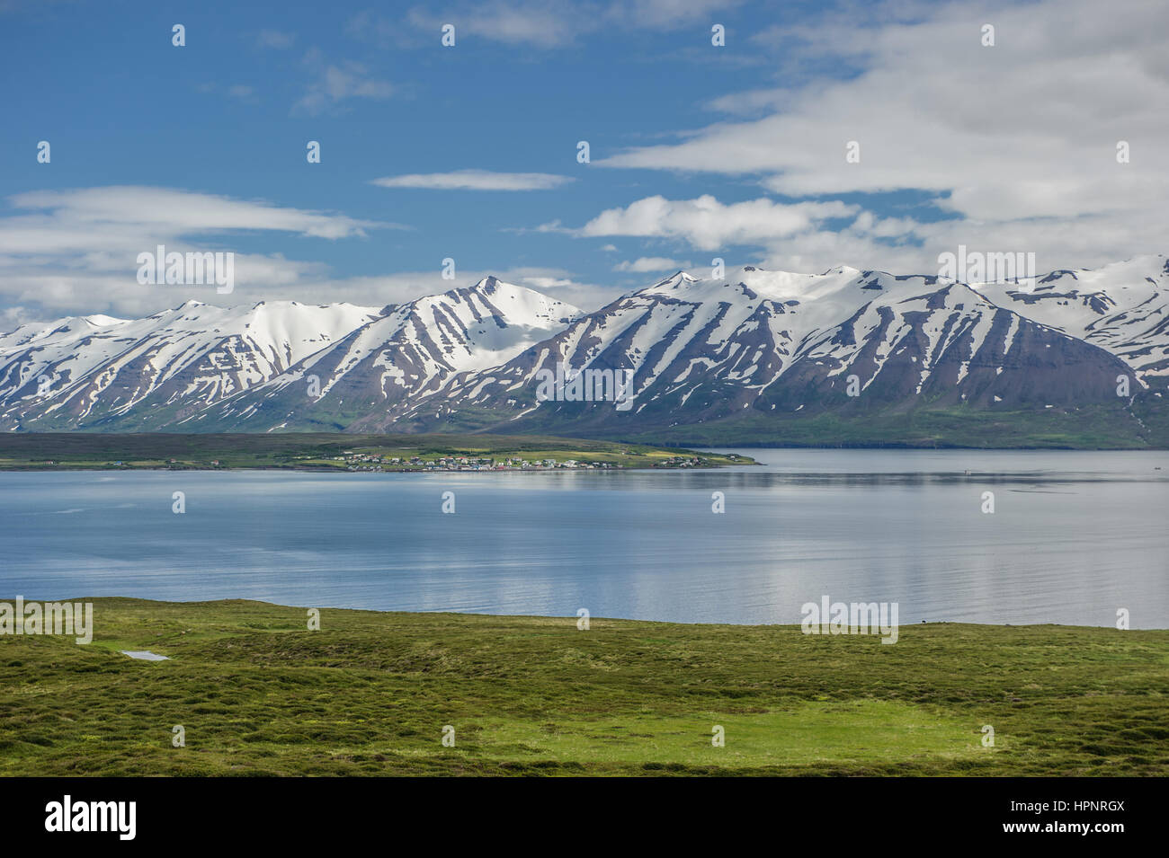 Eyjafjordur fjord, Islanda Foto Stock