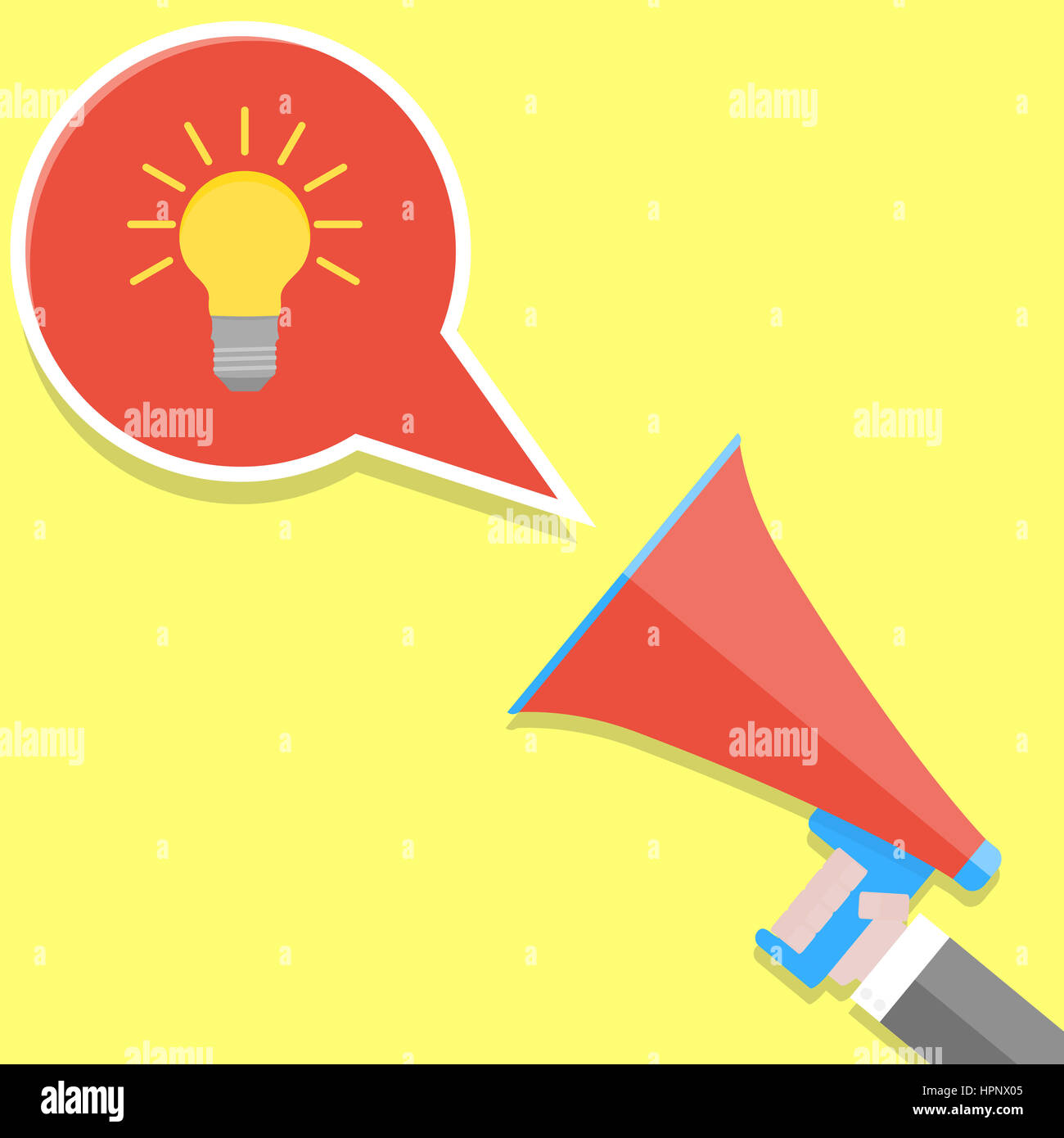 Annuncio idea vettore. Messaggio buisness news comunicazione illustrazione Foto Stock