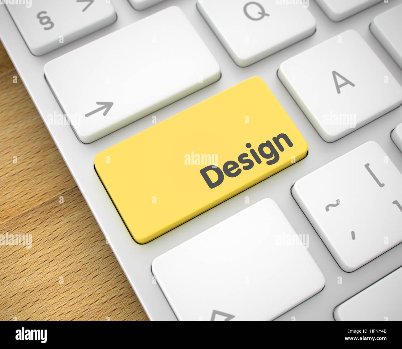 Design - Messaggio sul giallo tastiera Tastiera. 3D. Foto Stock