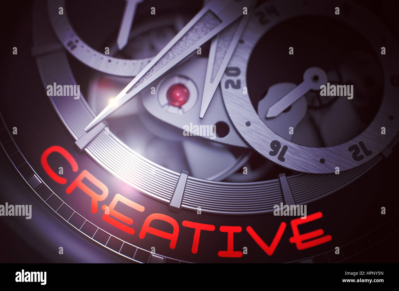 Creative on orologio automatico meccanismo. 3D. Foto Stock