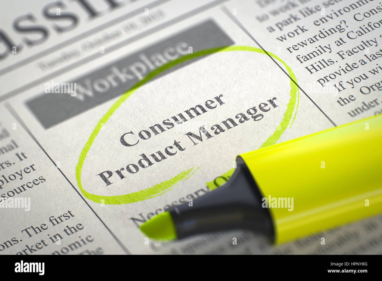Apertura Job Consumer Product Manager. 3D. Foto Stock