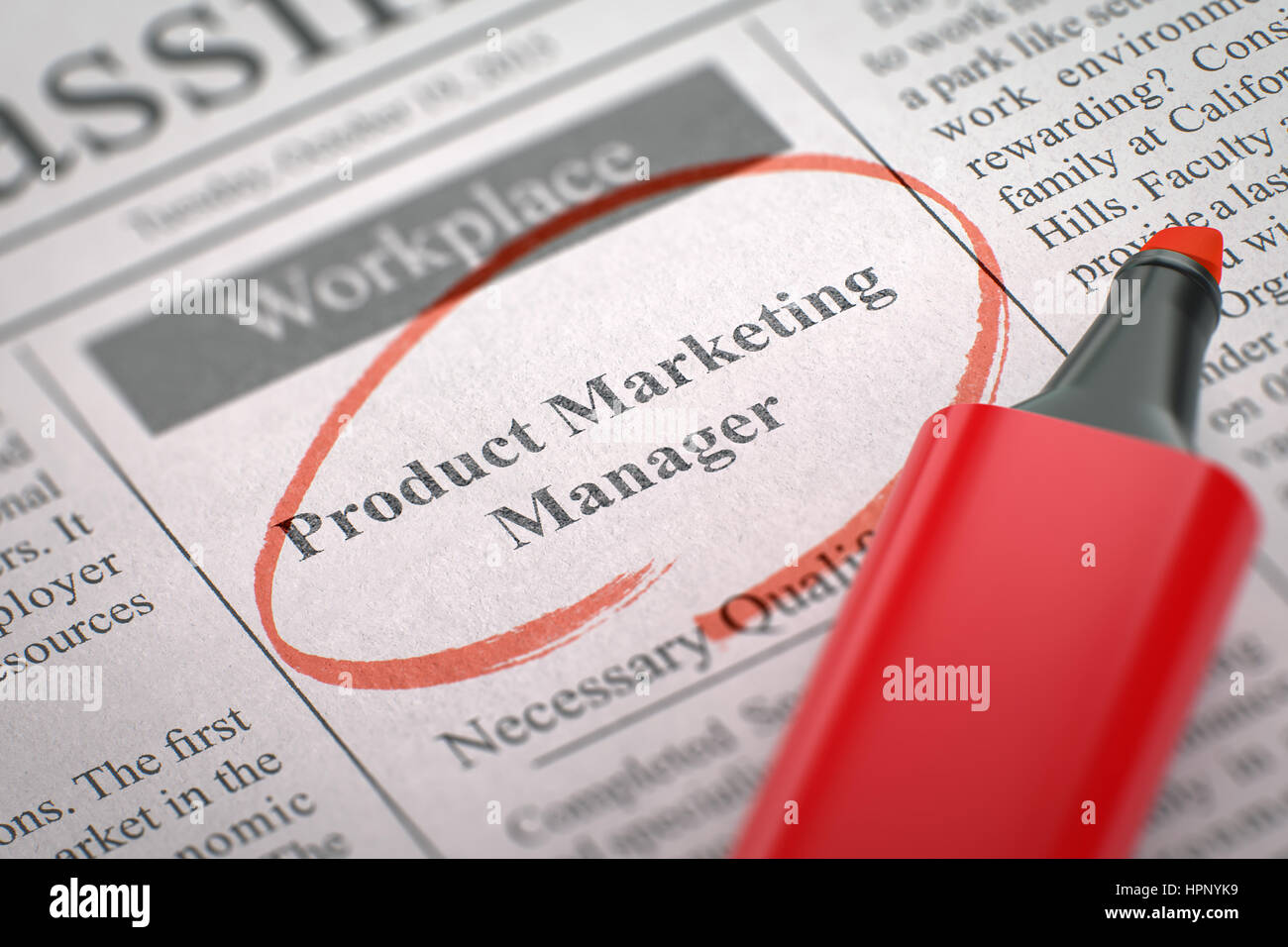 Stiamo assumendo Product Marketing Manager. 3D. Foto Stock