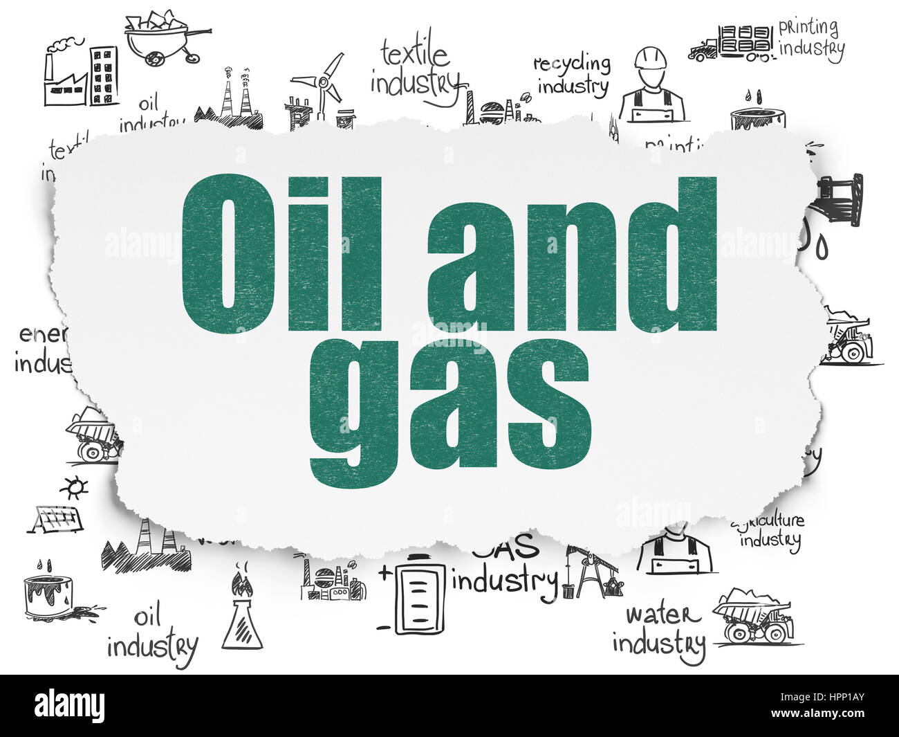 Realizzati concetto: Petrolio e Gas sulla carta strappata sfondo Foto Stock