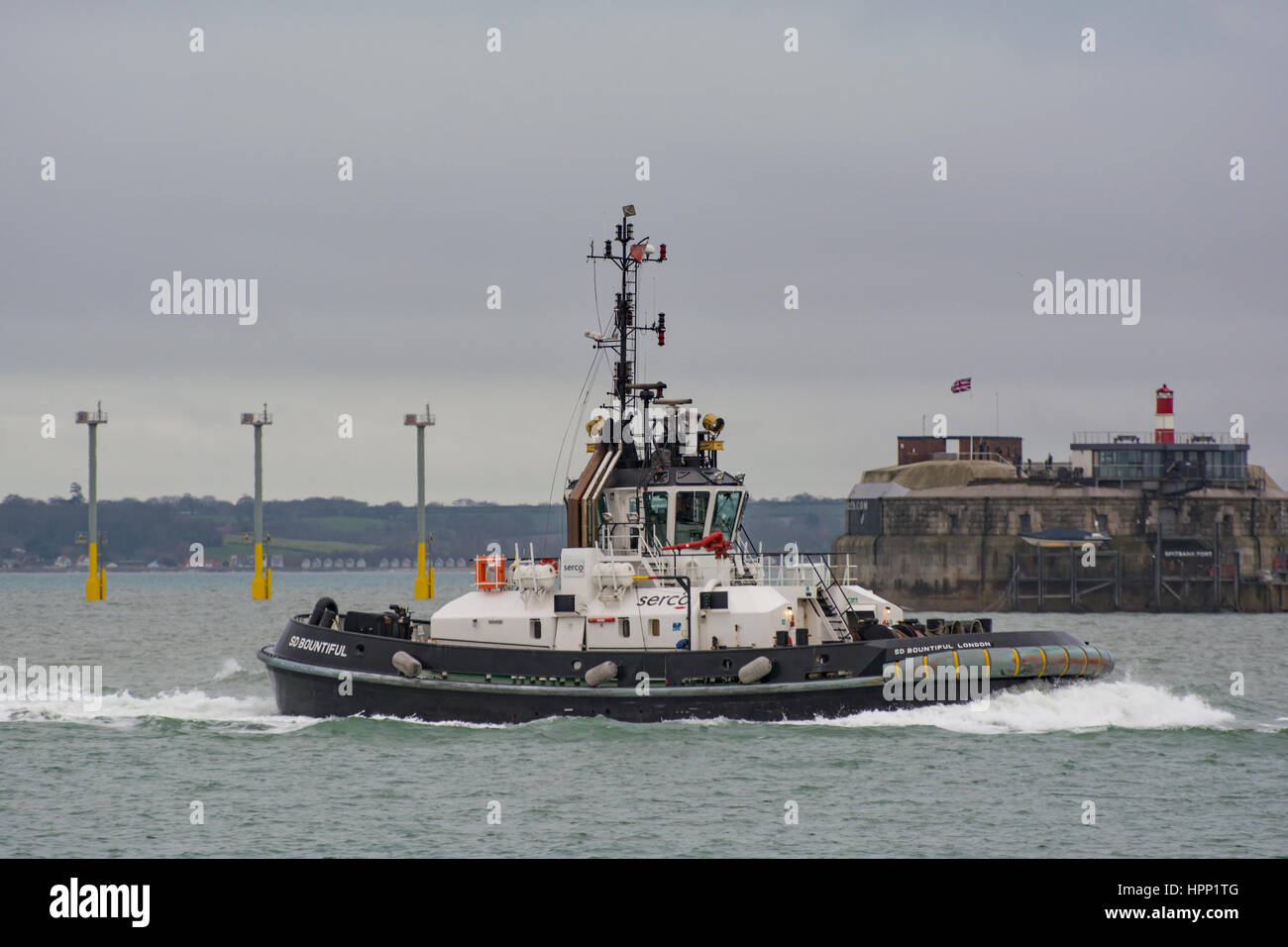 SD abbondante tornando a Portsmouth Base Navale. Foto Stock