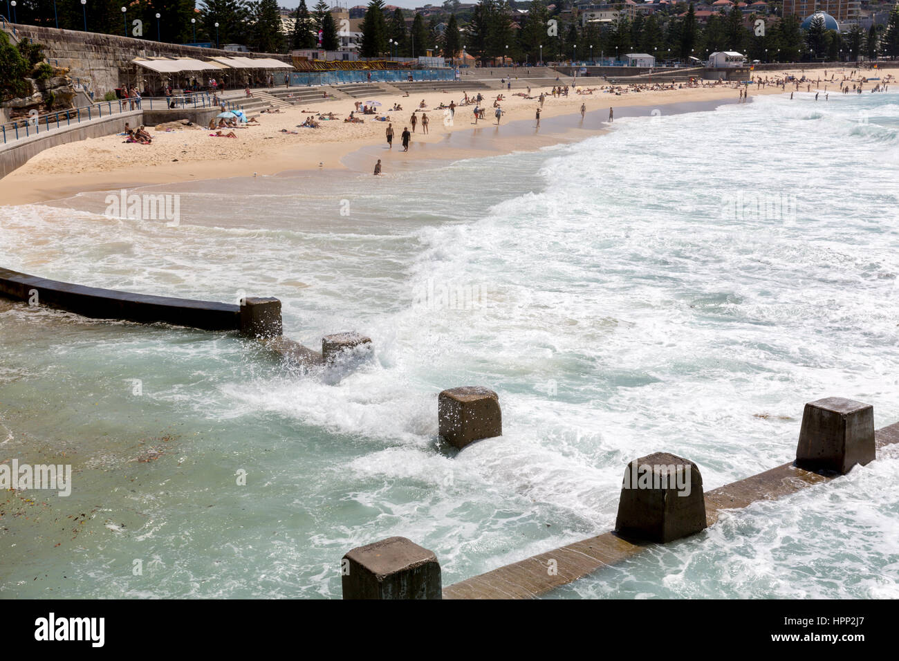 Ross Jones Memorial ocean pool a Coogee Beach e Coogee Surf Life saving Club in Sydney, Nuovo Galles del Sud, Australia Foto Stock